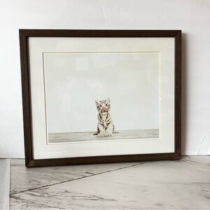Restoration Hardware Baby Animal Portrait Tiger Weathered Grey Frame Brown HR
